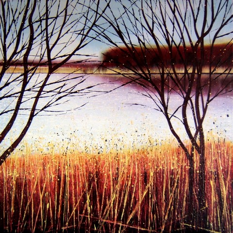 Winter light, morning Ennell  Acrylic on canvas  60 x 60cm
